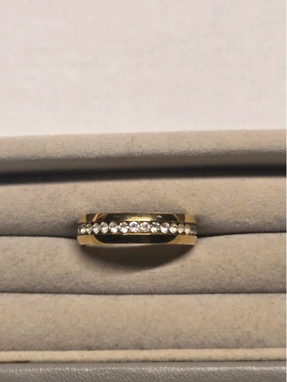 Gold Tone Rhinestone Band Ring – Sparkly Fashion Jewelry